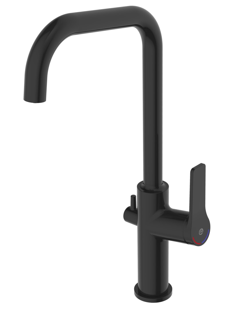 Gustavsberg köksblandare Epic — matt svart med hög pip och diskmaskinsvakt framifrån