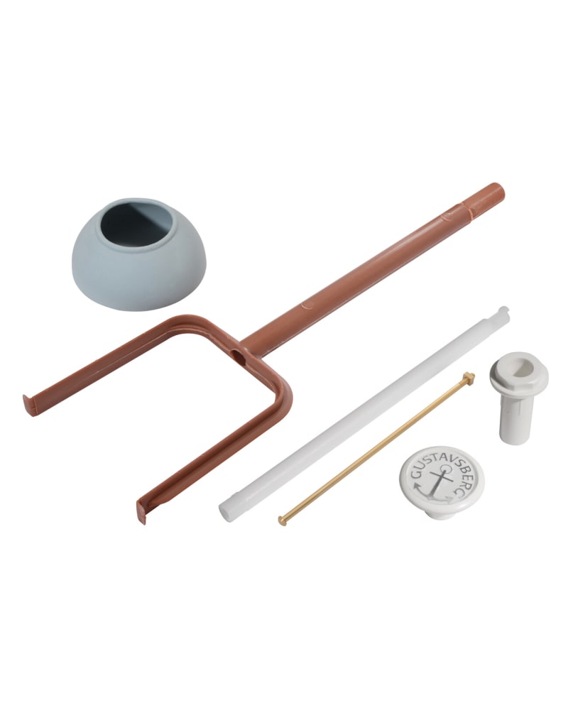 Gustavsberg bottenventil NC BF — framifrån med koppar- och grönplastdetaljer