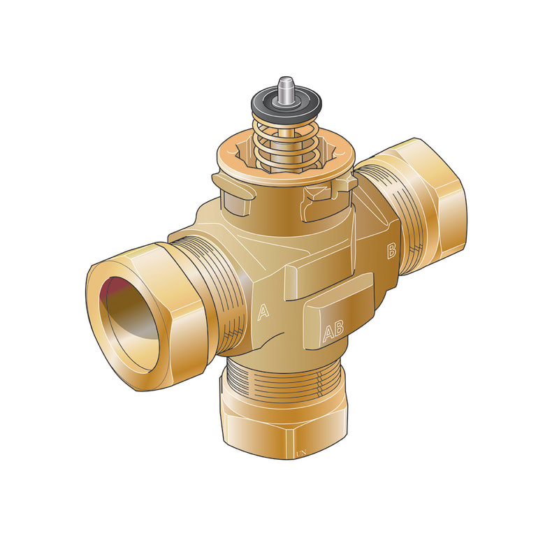 Honeywell VST 11 Växelventil 28mm klämring Mässing RSK 6212288 bild 1