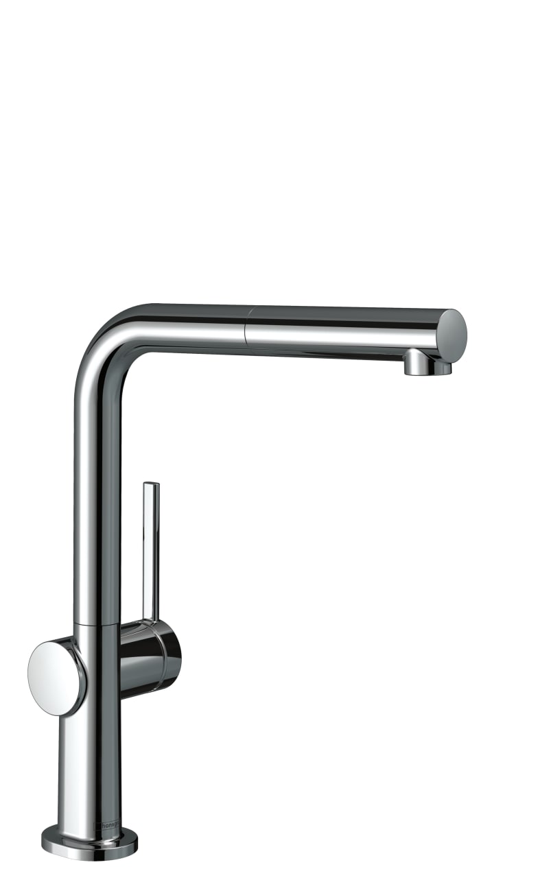 Hansgrohe Talis M54 köksblandare — framifrån med L-utlopp i krom