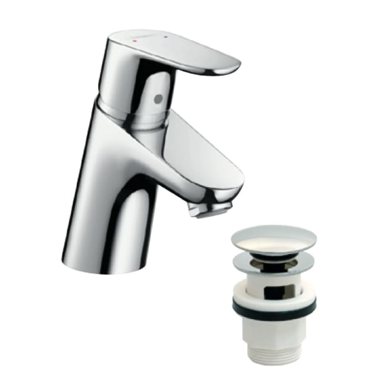 Hansgrohe Focus 70 tvättställsblandare framifrån med förkromad mässing