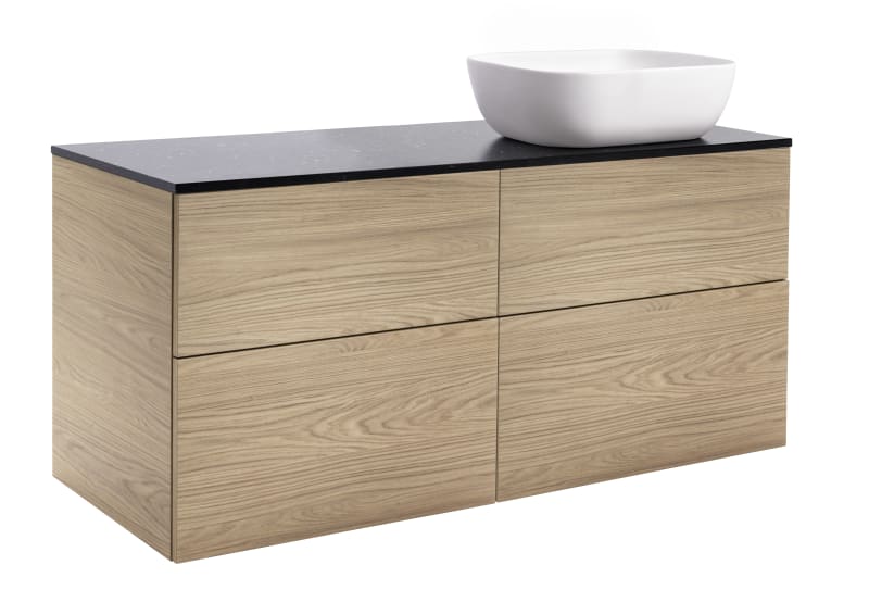 KOMMOD ISELLA 120 EK MED SVART BÄNKSKIVA OCH REKTANGULÄRT VITT MATT TVÄTTSTÄLL 46X33 CM, RSK 8912809