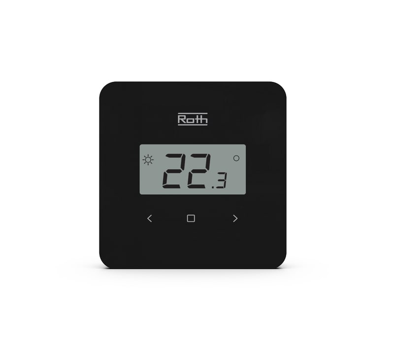 RUMSTERMOSTAT 85X85 MM (BXH) 3V TRÅDLÖS MED DISPLAY SVART SOFTLINE ROTH
 RSK 2989113, RSK 2989113