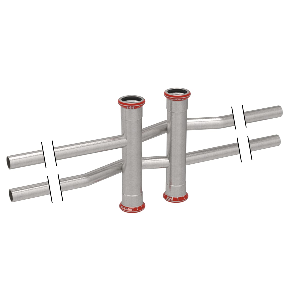 Geberit Stamfördelare Dubbel 22x15 mm Elförzinkad - RSK 1551060