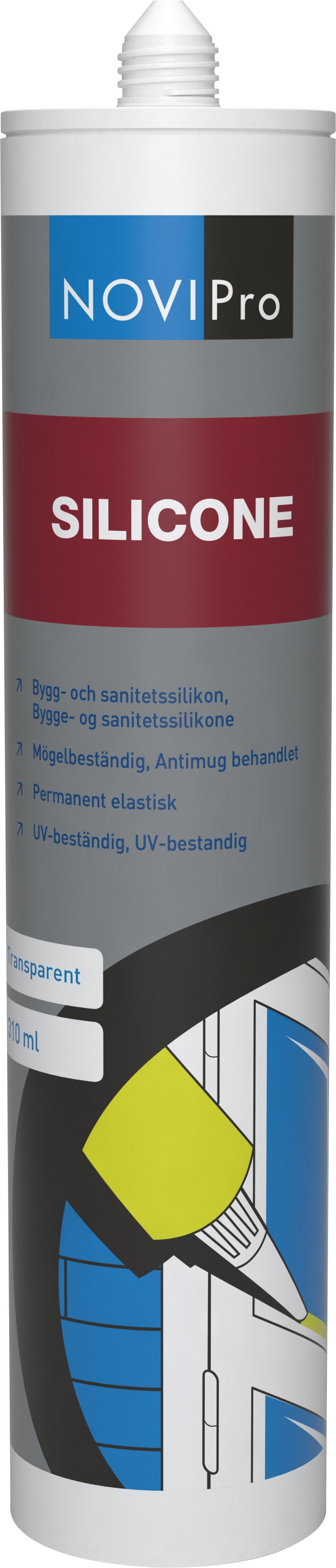 NOVIPRO Sanitetssilikon 310ml - Mögelbeständig Fogmassa - RSK 3839245