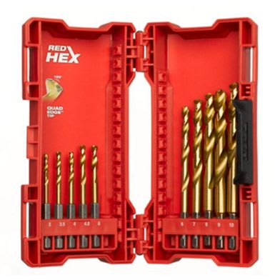 Milwaukee Metallborrset HSSG-TIN 10-delar Hexfäste - Produktkod 322655