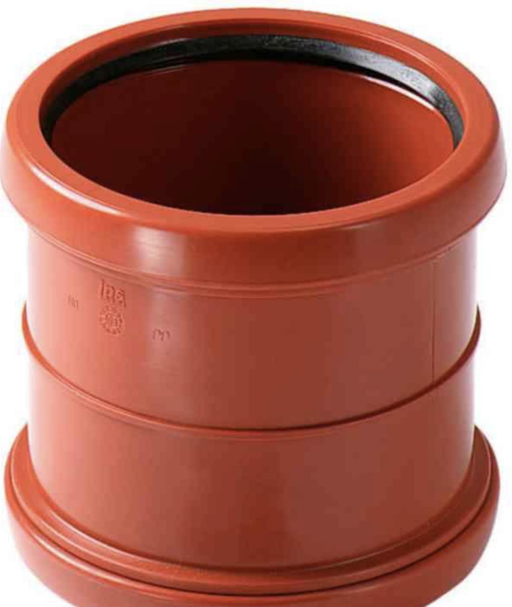 Ahlsell Sverige AB PP Mark Dubbelmuff 250mm Orange Avloppsrör - Utomhusbruk | Material Markavloppsrör | RSK 2352086