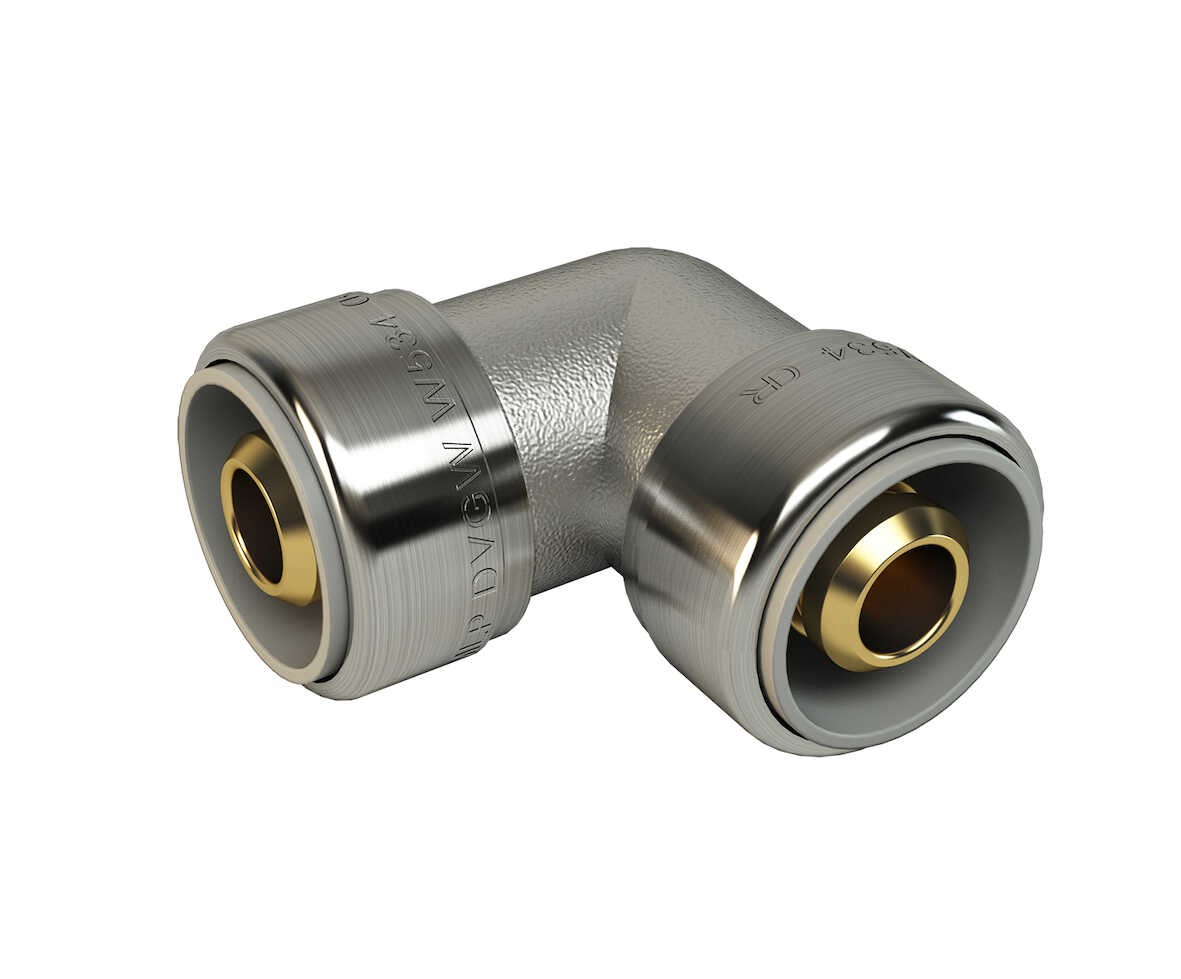 LK Vinkelkoppling 90° AX16 Mässing Förnicklad - För Rörsystem - RSK 1882471