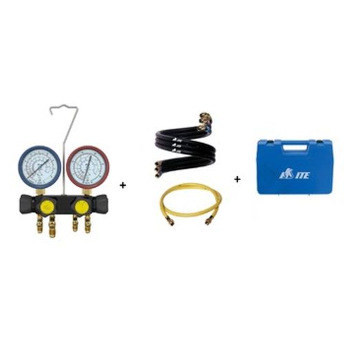 4-vägs Manometerställ 80mm - Komplett med Väska - K5714603