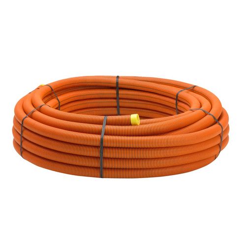 50M Orange Dubbelväggigt Kabelrör SRN med Dragtråd, Korrugerad Utsida