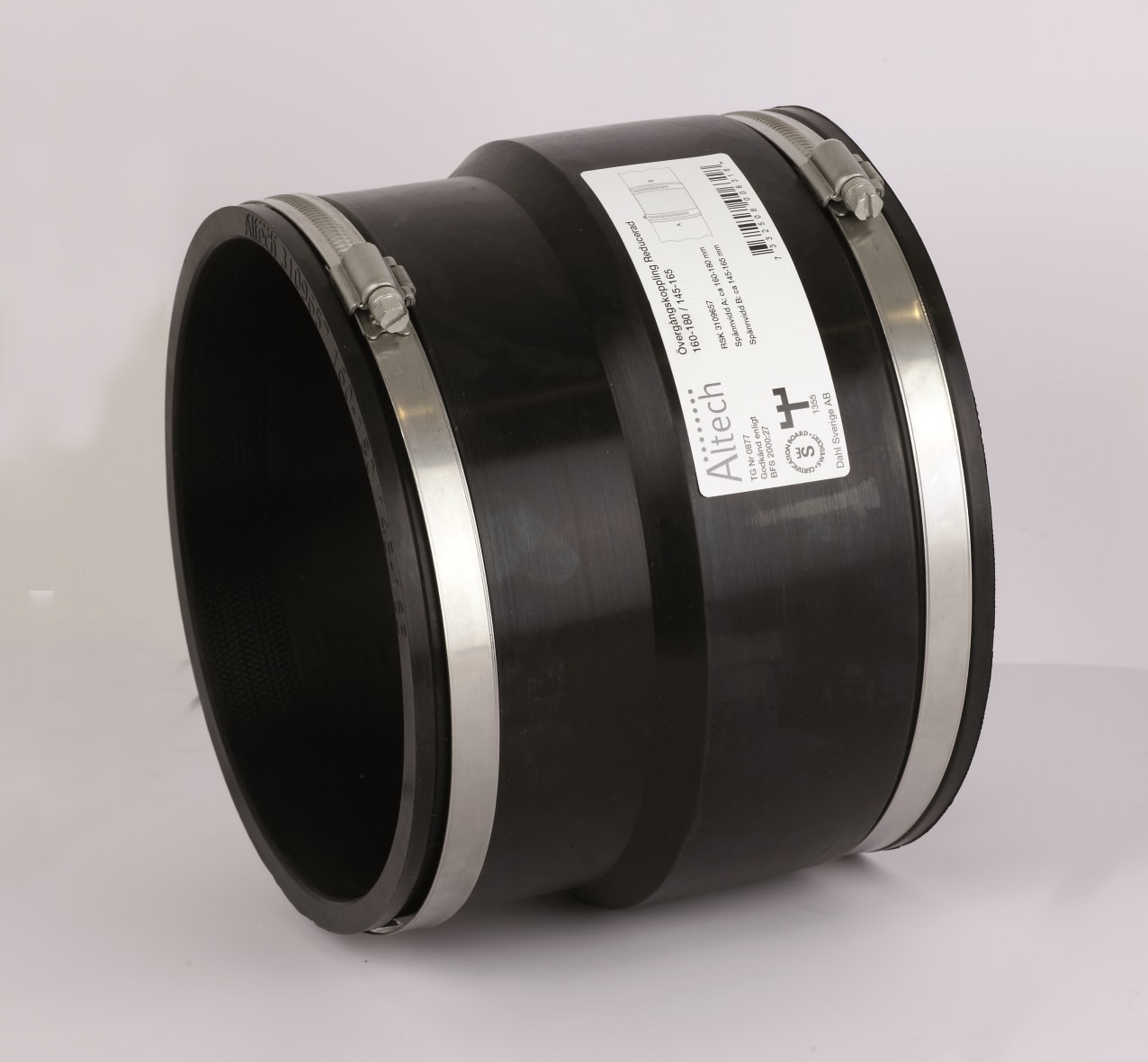 VOTEC Övergångskoppling 110-125/100-115 EPDM-gummi, svart/rostfri