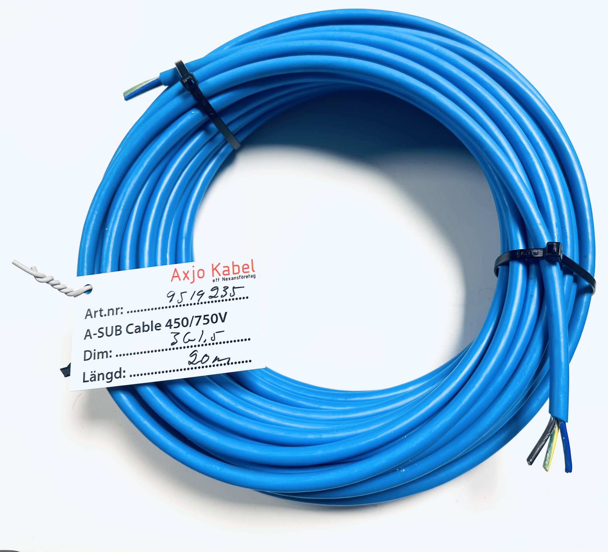 Kabel SQ H07RN-F 3x1.5mm² 20m för Grundfos SQ/SQE, AXJO KABEL