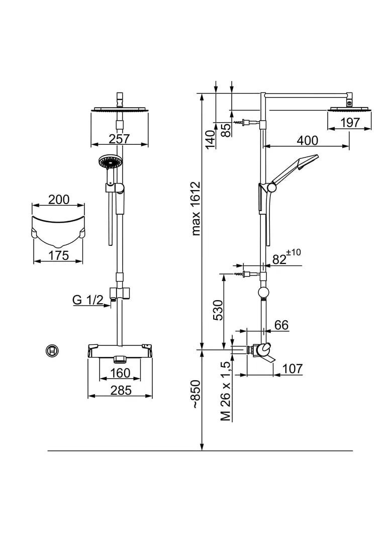 Oras Optima Takduschset 160cc - Termostat Blandare Ecoflöde - RSK 8343767