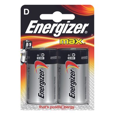 ENERGIZER MAX D/E95 Alkaliska Batterier 2-pack - Långvarig Energi för Medelhög Strömförbrukning - RSK 335323
