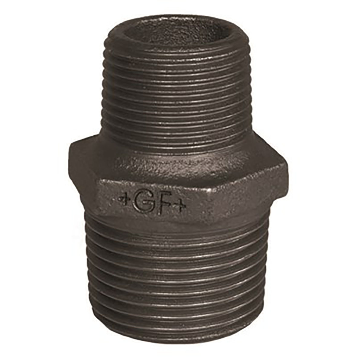 GF Aducerat Sexkantnippel Svart 20x10mm - Galvad Gjutjärn för Säker Förskruvning - RSK 1316884