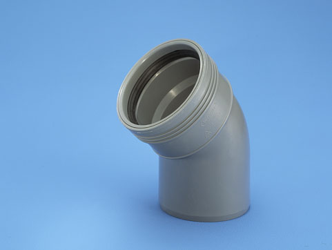 Wavin Wafix PP Böj 40mm 45° Grå - Trycktålig Avloppsböj för Inomhusbruk - RSK 2830166