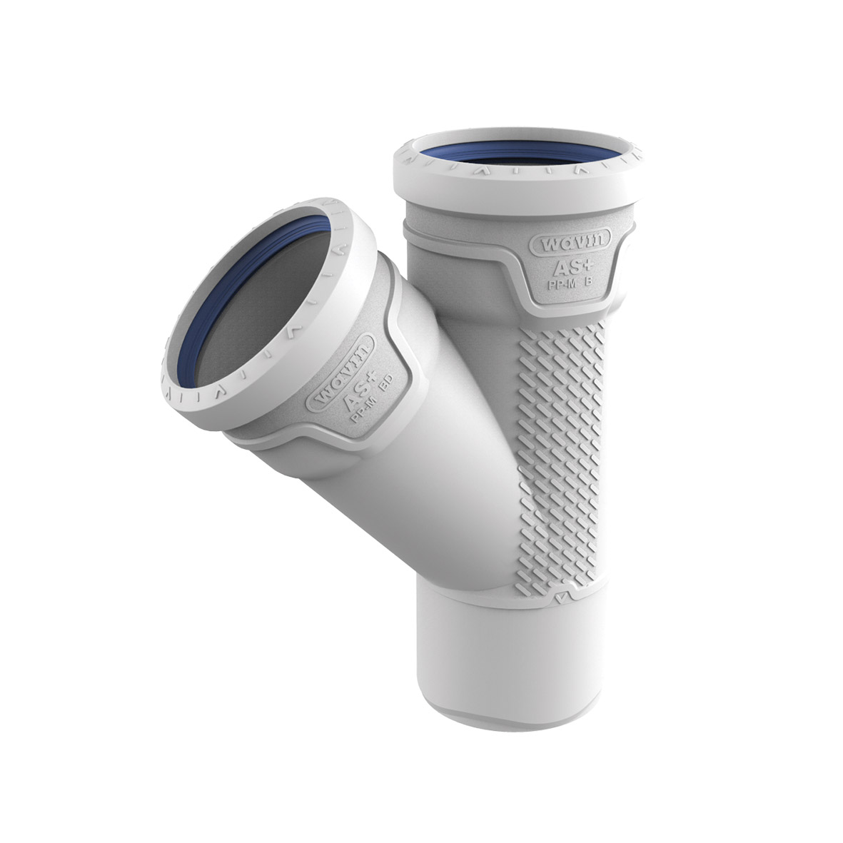 AS+ Grenrör 75/75x45° - PVC-Avloppsrör för Tregrenssystem - RSK 2749803