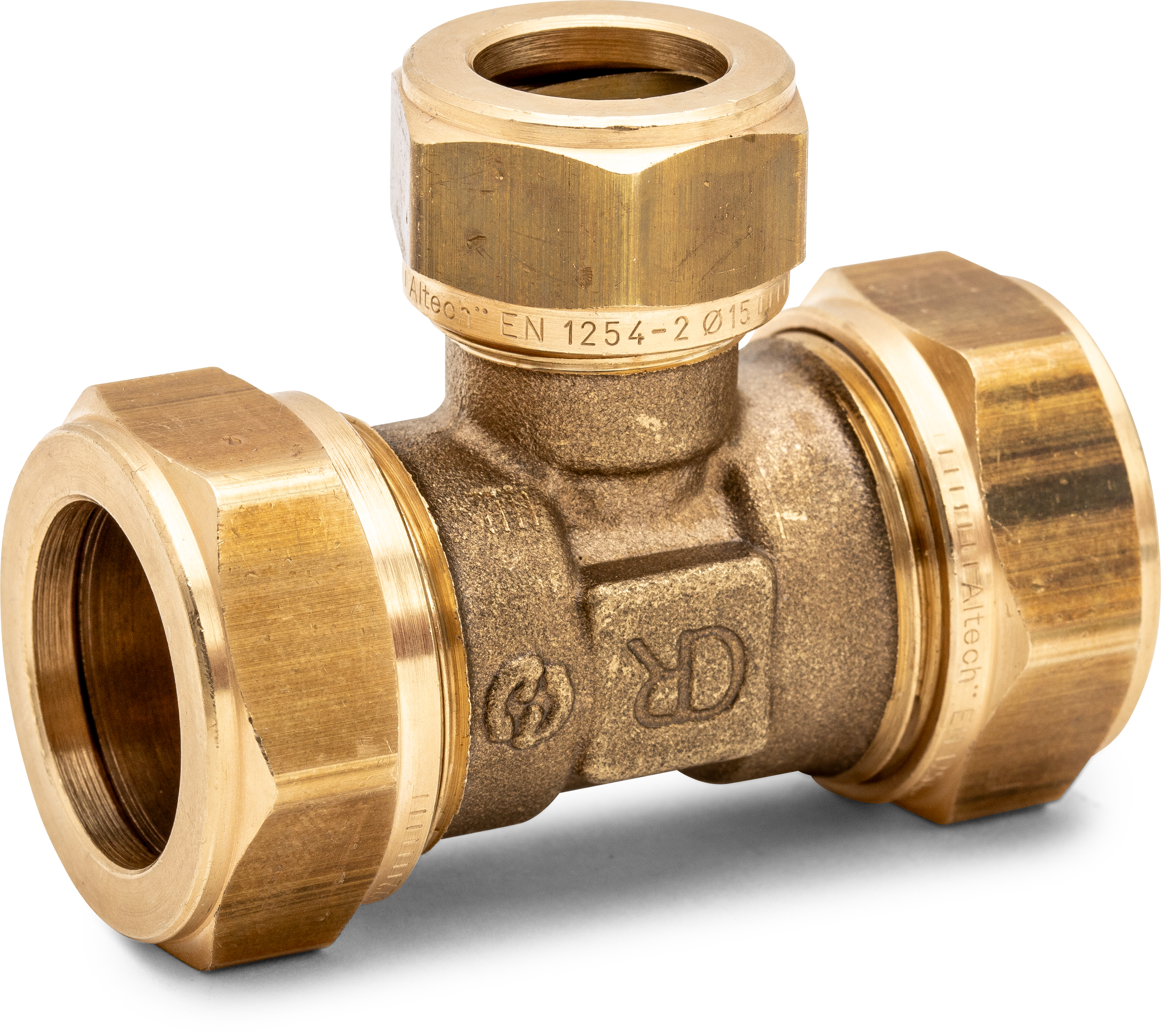 Altech Klämringskoppling T-rör 15x12mm DZR Mässing - För Tappvatten & Värme - RSK 1968268