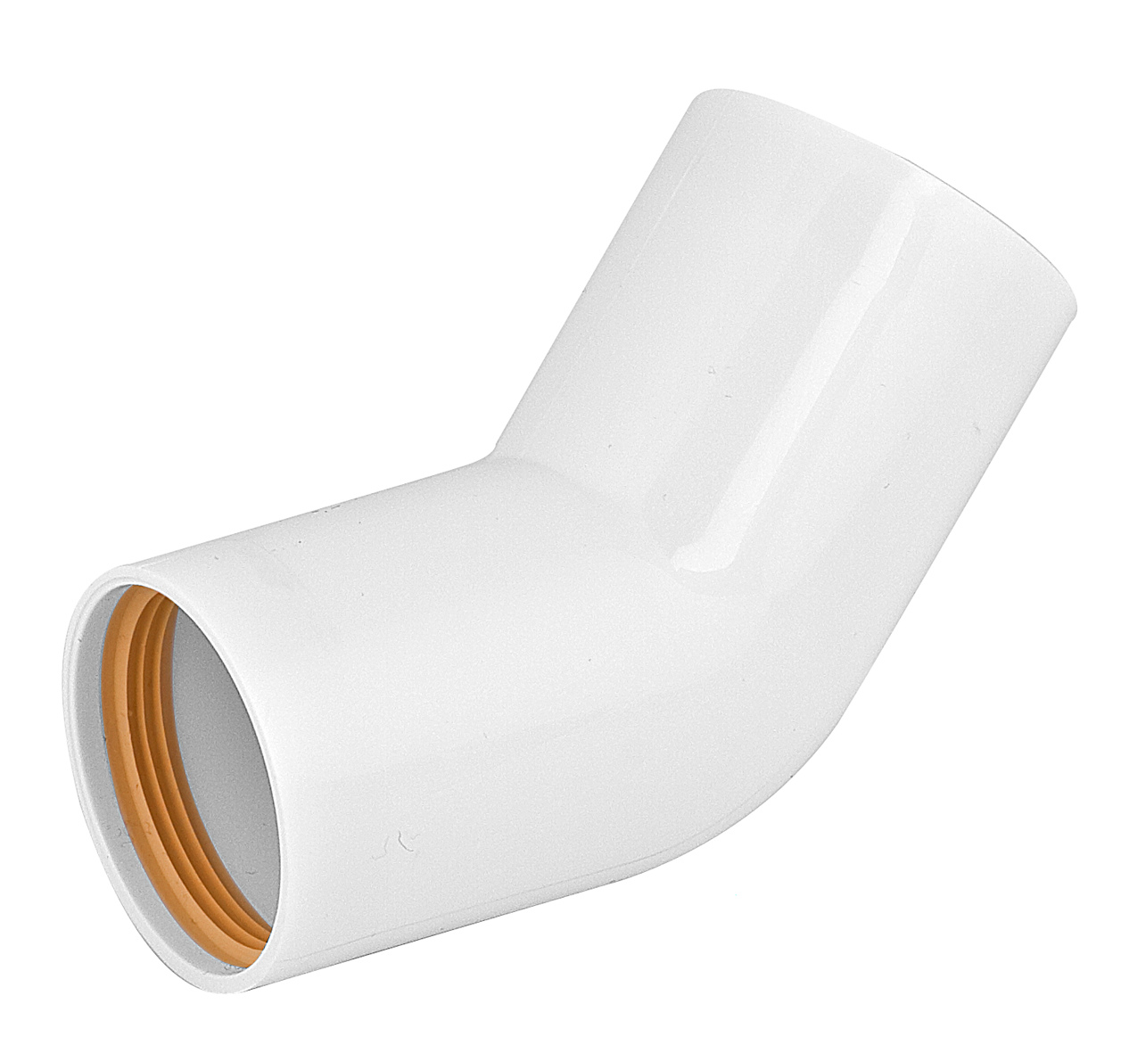 Faluplast Vinkel 40x45° PP/TPE Vit Muffat avlopp Inomhus, Godkänd för inbyggnad