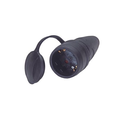 NOVIPRO Skarvuttag 16A Utomhus Med Lock - Svart Gummi, IP-Skyddad, Dragavlastning - RSK 330344