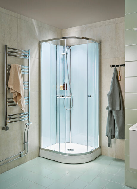 Alterna Picto Duschkabin 90x70 cm utan blandare, vit klarglas, skjutdörrar