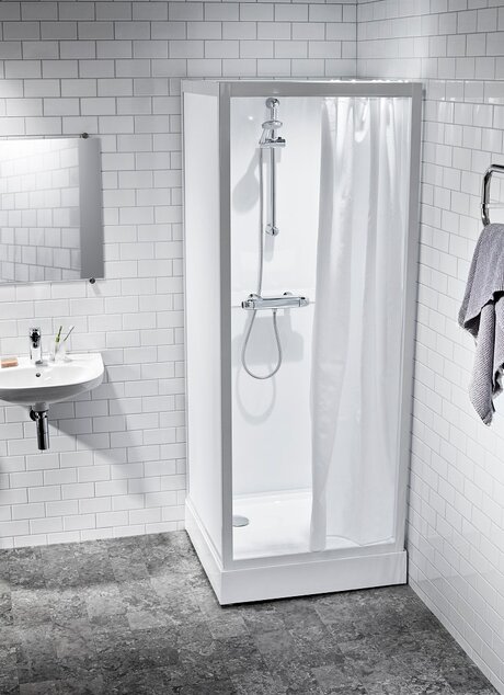 Alterna Basic Duschkabin 90x90cm - Glasväggar, Vit Profil - RSK 7365826