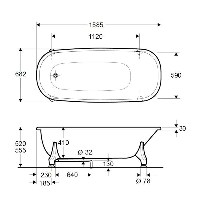 Ifö BKFF 16 Fristående Badkar 158cm - Vit - RSK 7314034