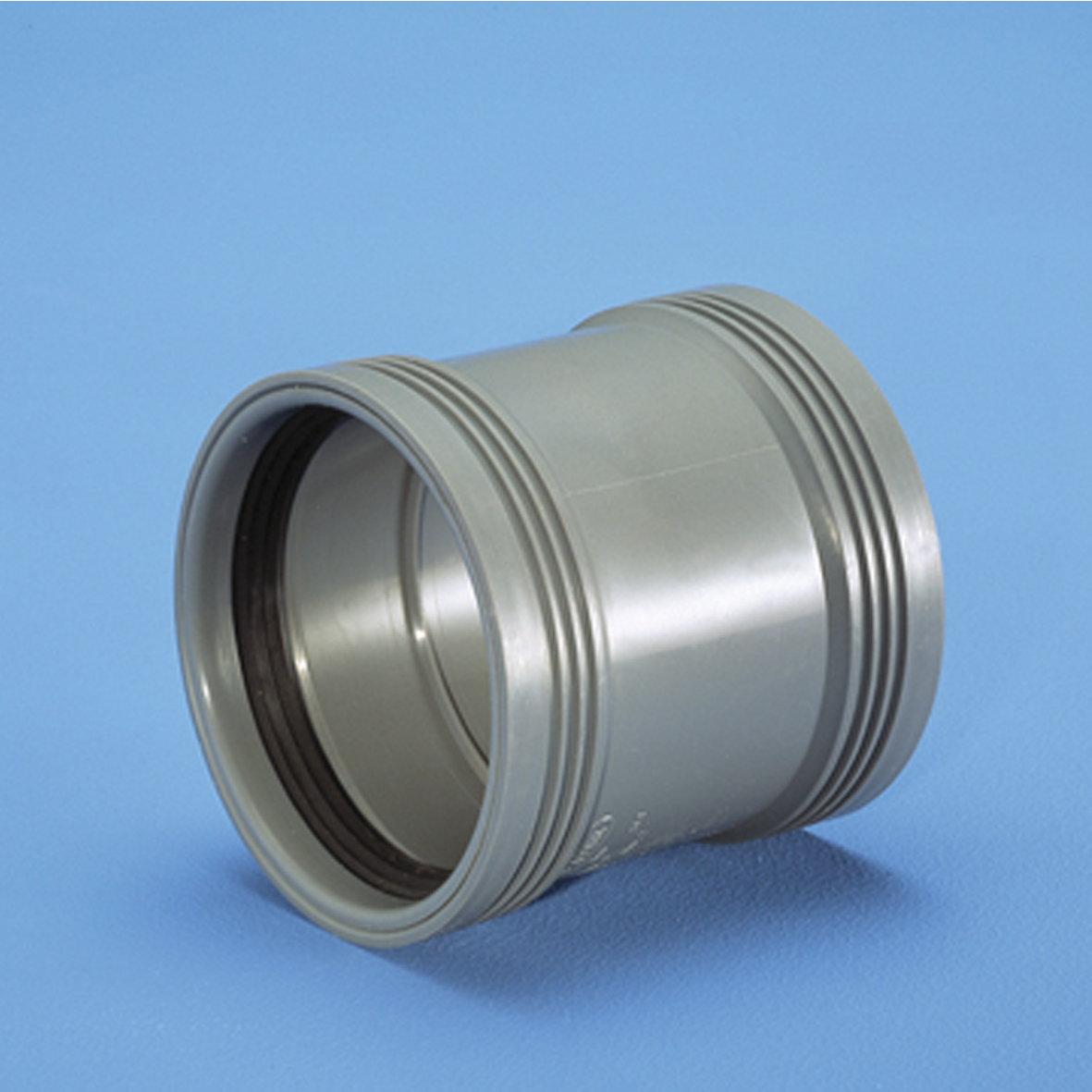 Wafix PP grå dubbelmuff 110mm för inomhusavlopp, 2 anslutningar rak