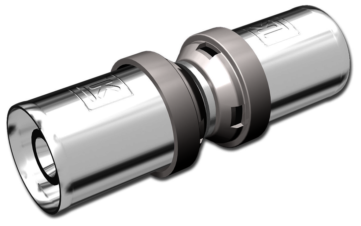 Presskoppling A50mm, rak 2 muffar, mässing för tappvatten/värme/kyla