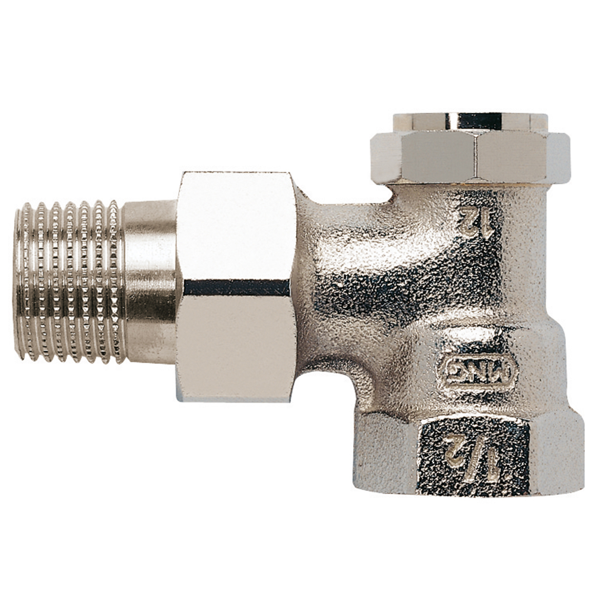 ALTECH Returventil Vinkel DN15 med Förinställning, Förnicklad, Rödgods/EPDM