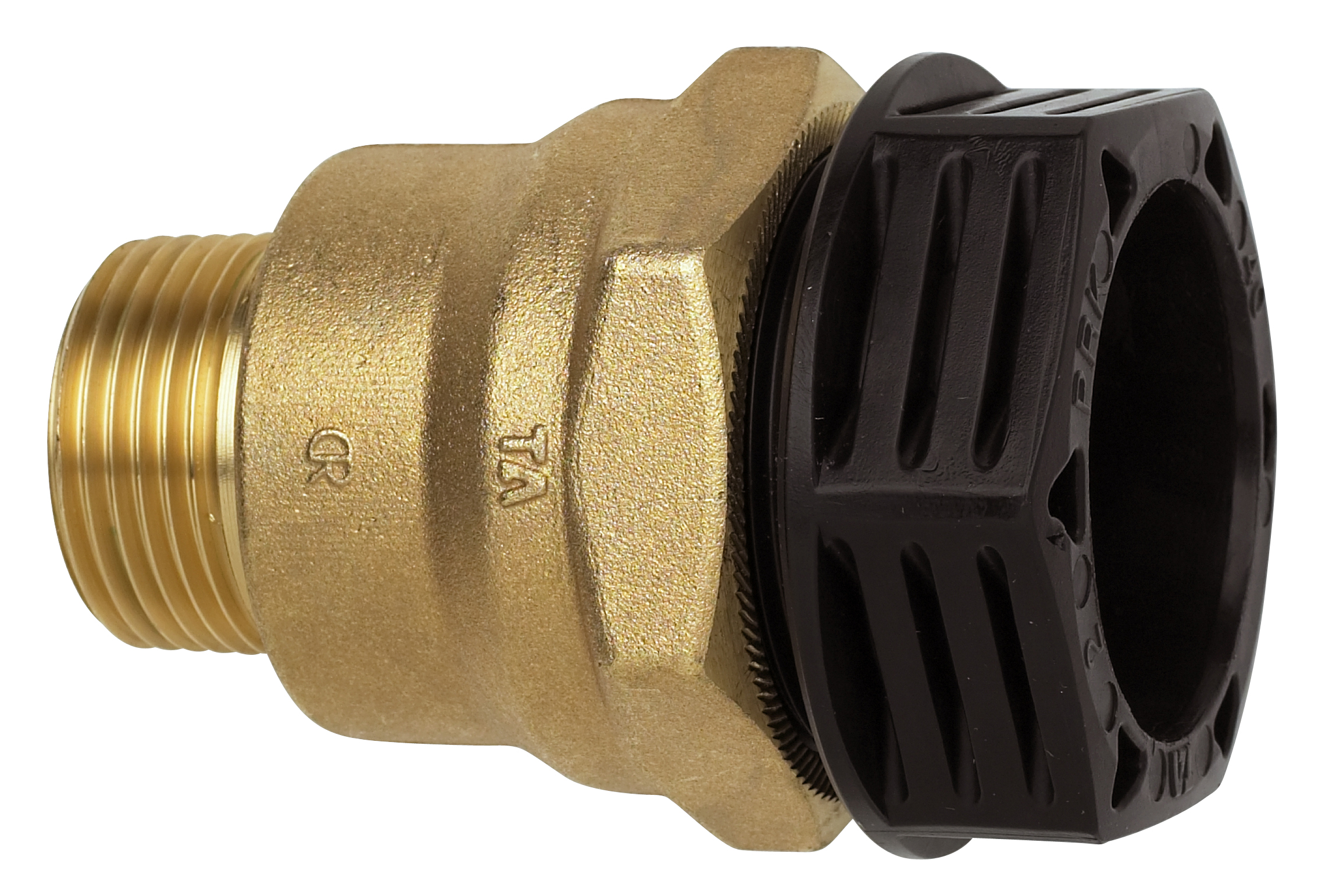 PRK 403 rak koppling 40mm x R32, mässing/svart, tryckskruv för dricksvatten
