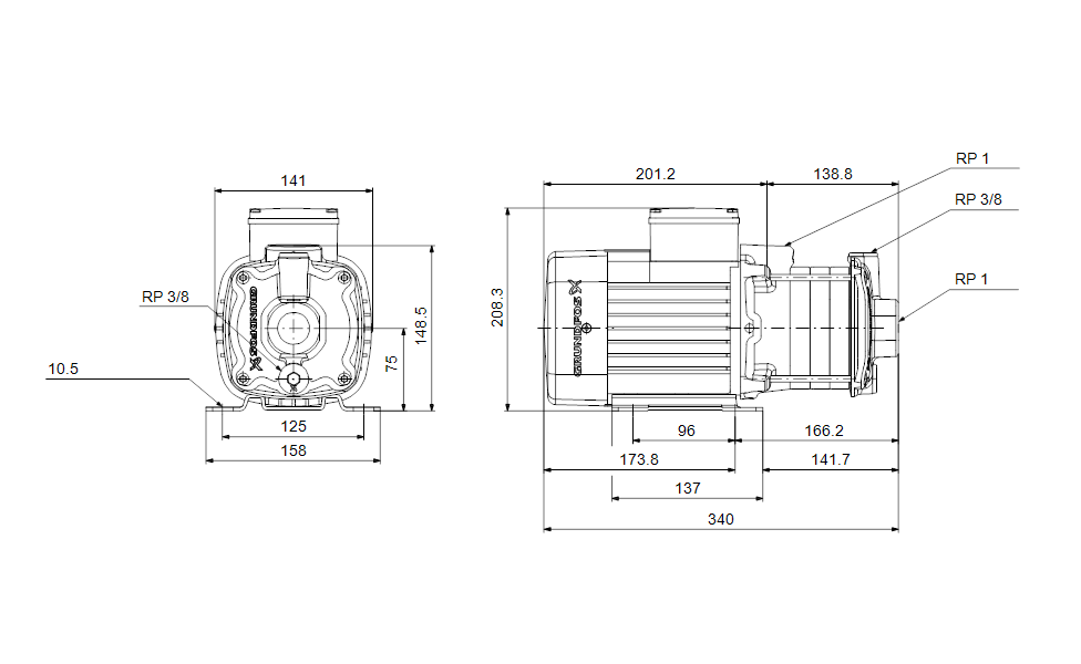Centrifugalpump direktkopplad flerstegs