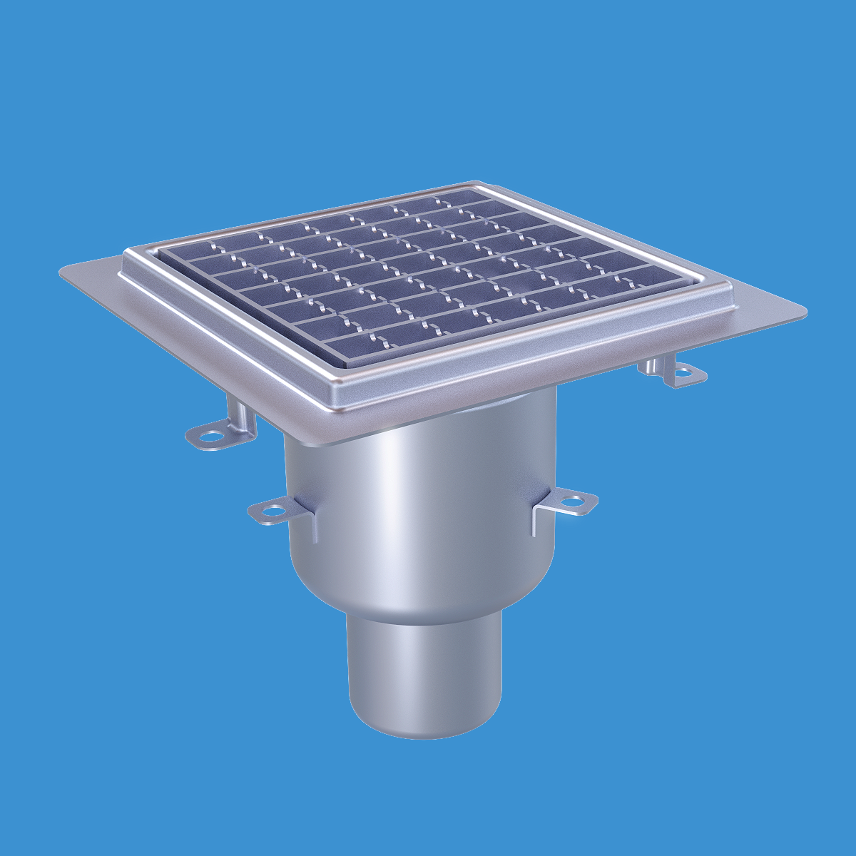 Golvbrunn FURO 104 i syrafast rostfritt stål för massagolv, Ø75 mm utloppssystem