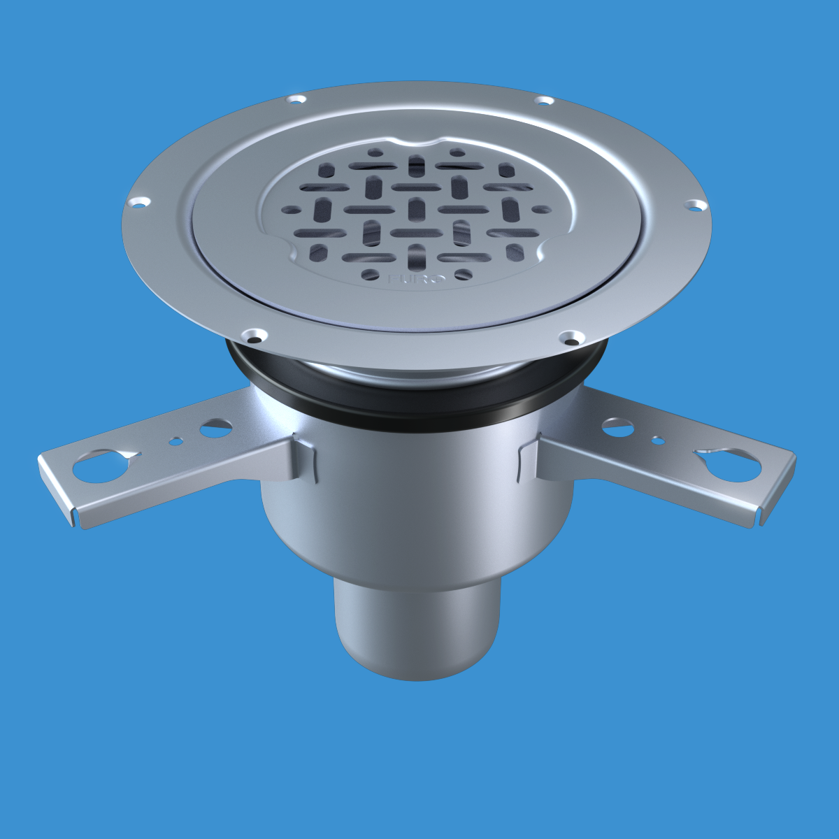 FURO 007B75G7 Golvbrunn DN75 i syrafast rostfritt stål med vattenlås och sil