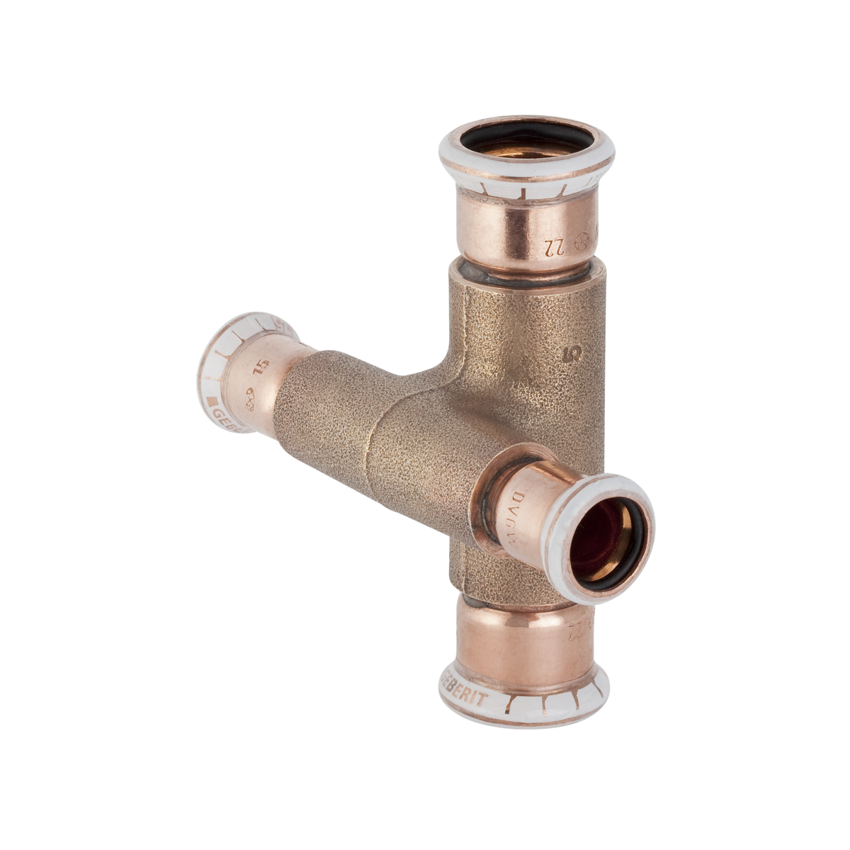 Geberit Mapress Koppar korsrör 15x15mm 90° med läckageindikering