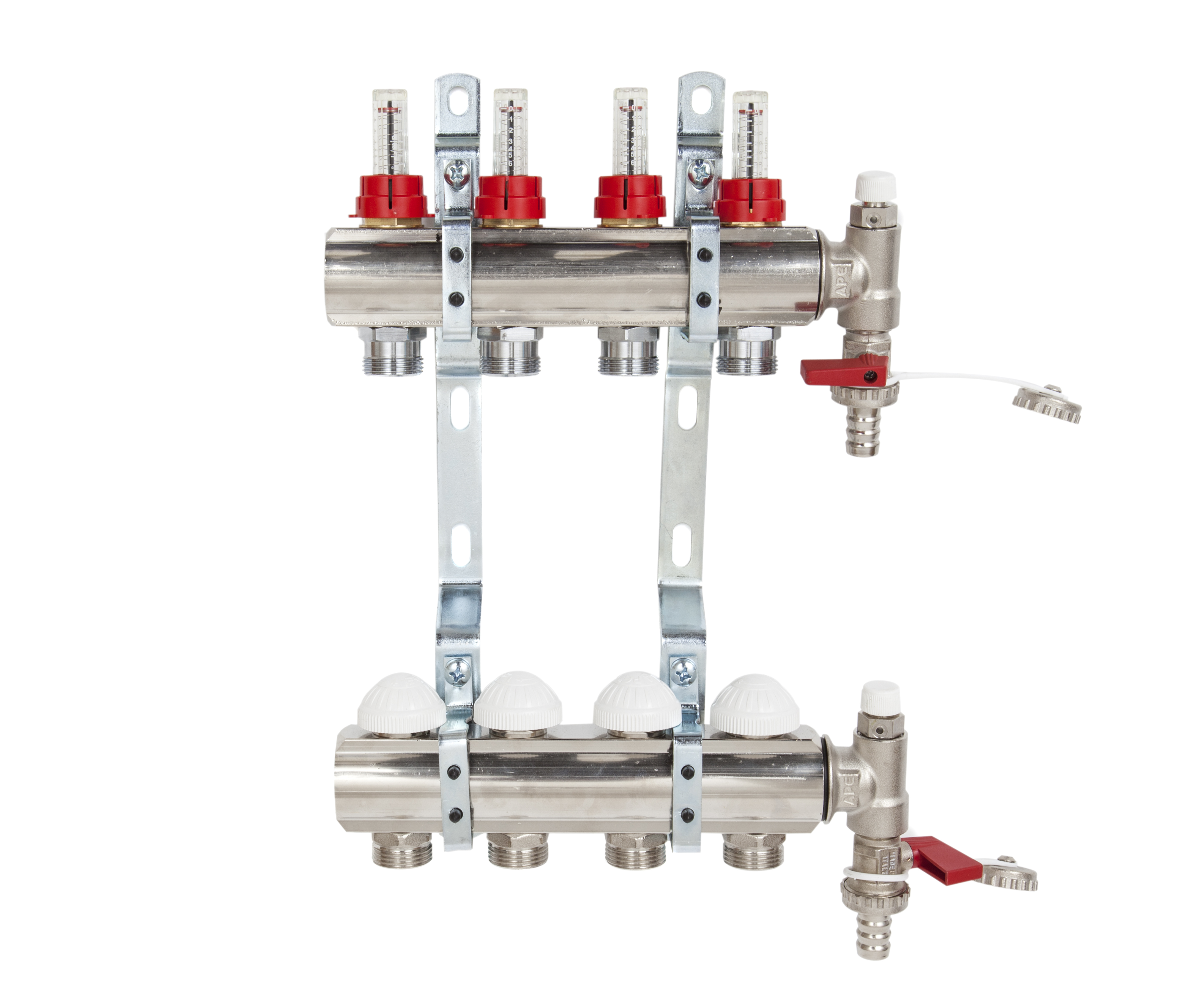 Altech Golvvärmefördelare 9 Kretsar med Flödesmätare - Förnicklad Mässing G20/16x2,0mm c/c50mm - RSK 2411208