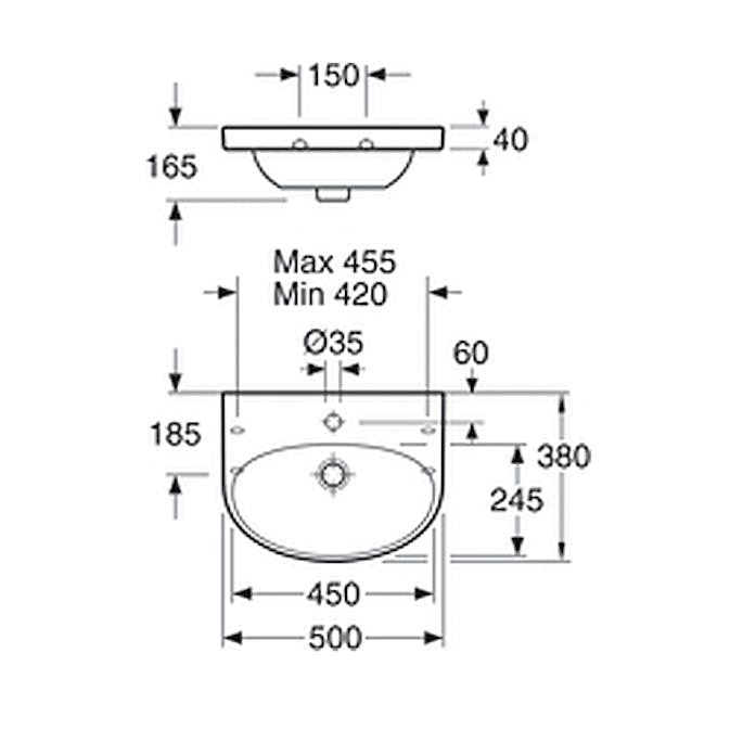Gustavsberg Nautic Tvättställ 50x38cm Vit - Bult/Konsolmontering - RSK 7455064