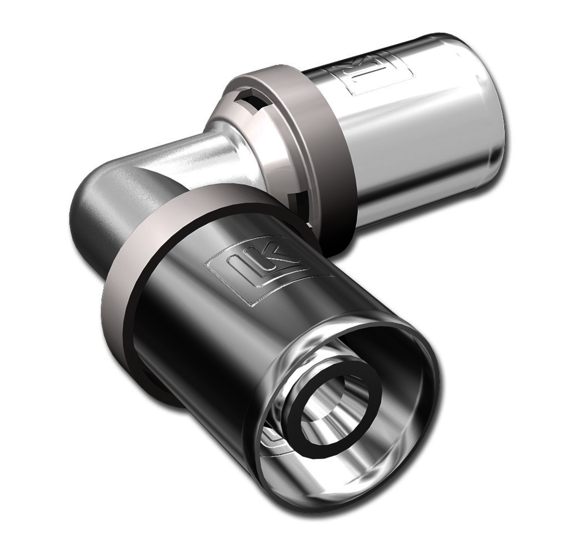 Vinkelkoppling 90° A63, presskoppling för tappvatten/värme/kyla, mässing