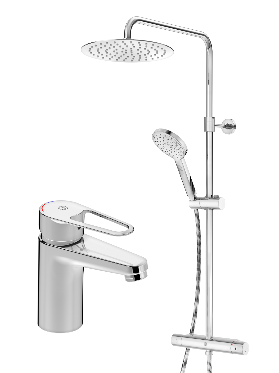 Blandarpaket Nya Nautic 160 i krom med termostat och c/c 160mm