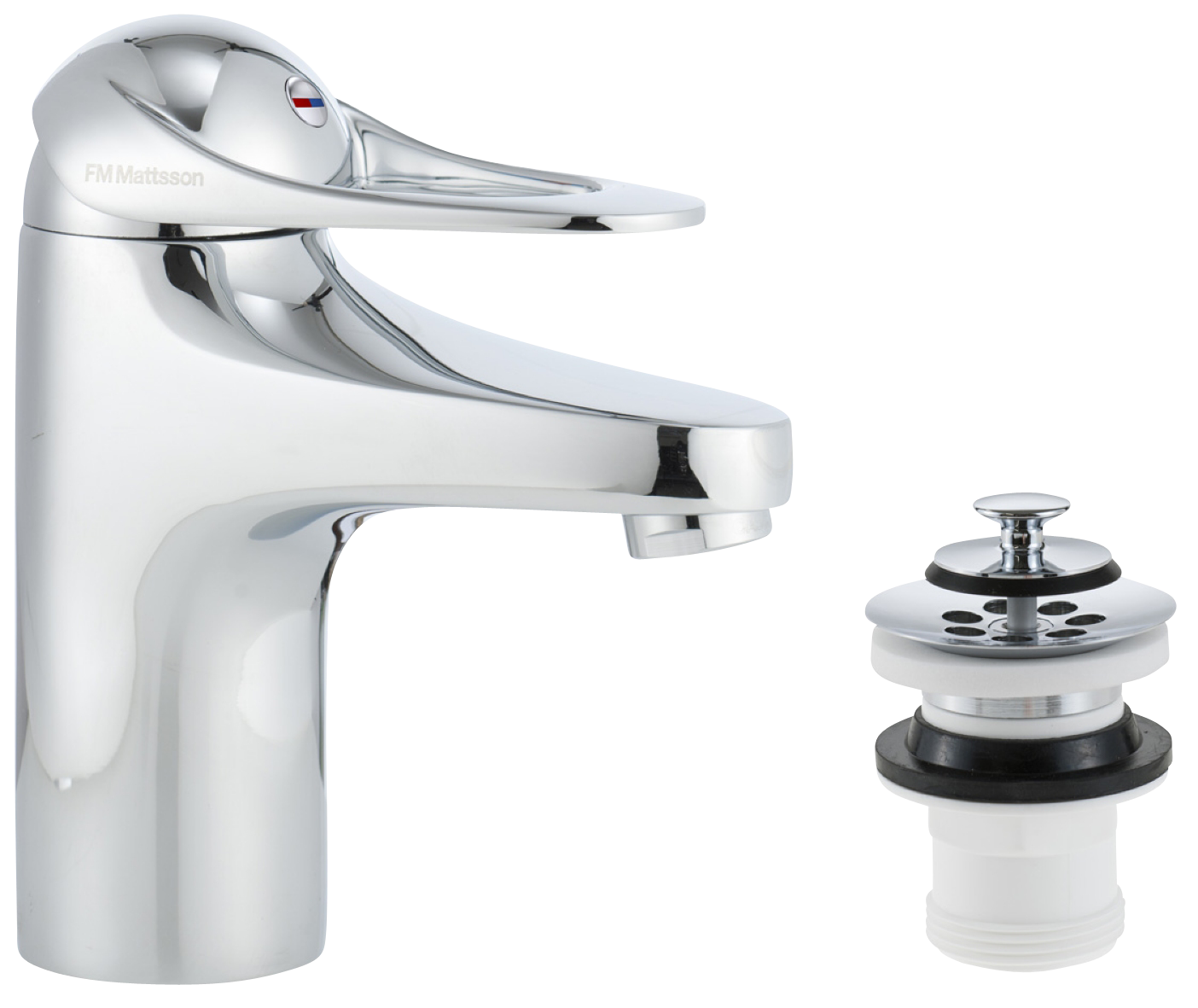 FM Mattsson 9000E II Tvättställsblandare Krom med Silpluggventil och Eco Flow