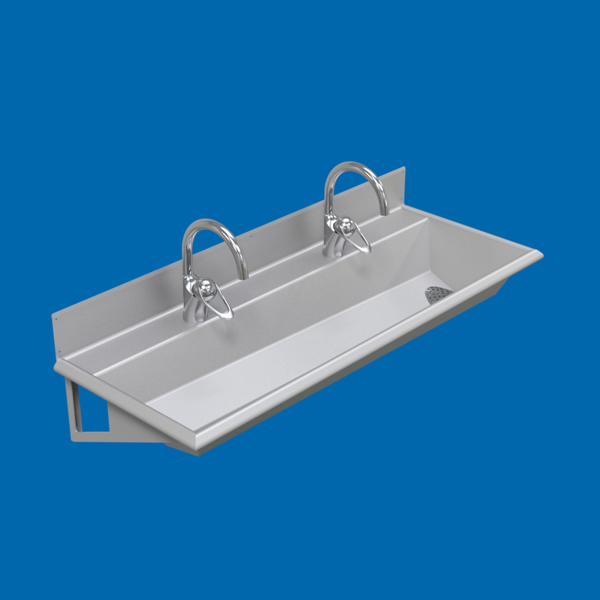 FURO 405 Tvättränna L=1200 mm med Utlopp Höger Gavel Rostfritt Stål RSK 7636402