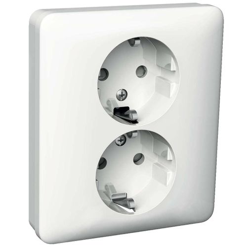 Schneider Electric Exxact Vägguttag 2-vägs MJ Vit med Snabbanslutning och Petskyddat