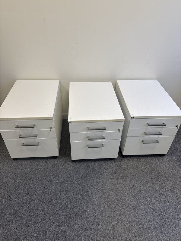 Kontorshurtsar – vita, 3 lådor