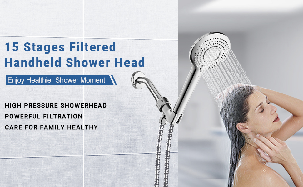 Filtered Shower Head, Cobbe High Pressure 7 Spray Modes Shower Head with  Filters, 16 Stage Shower Head Filter for Hard Water for Remove Chlorine and  Harmful Substances (Chrome) 