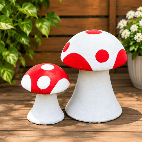 Red & White Mushroom Garden Statues