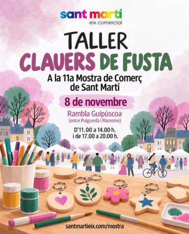 Taller de llaveros de madera en la Mostra de Comerç