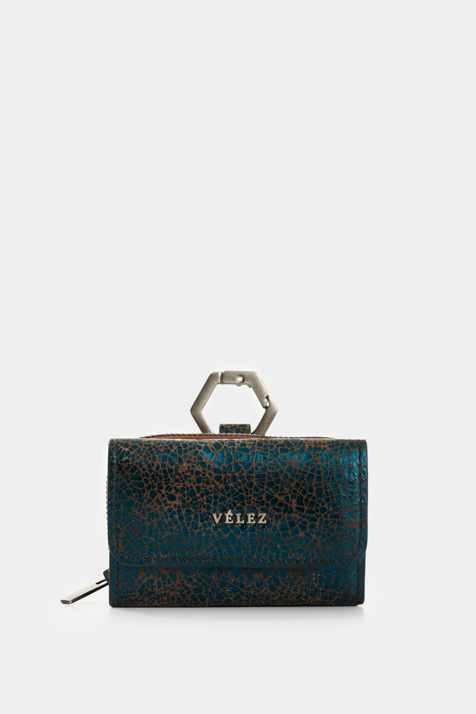 Monedero de cuero folia para mujer Tropical