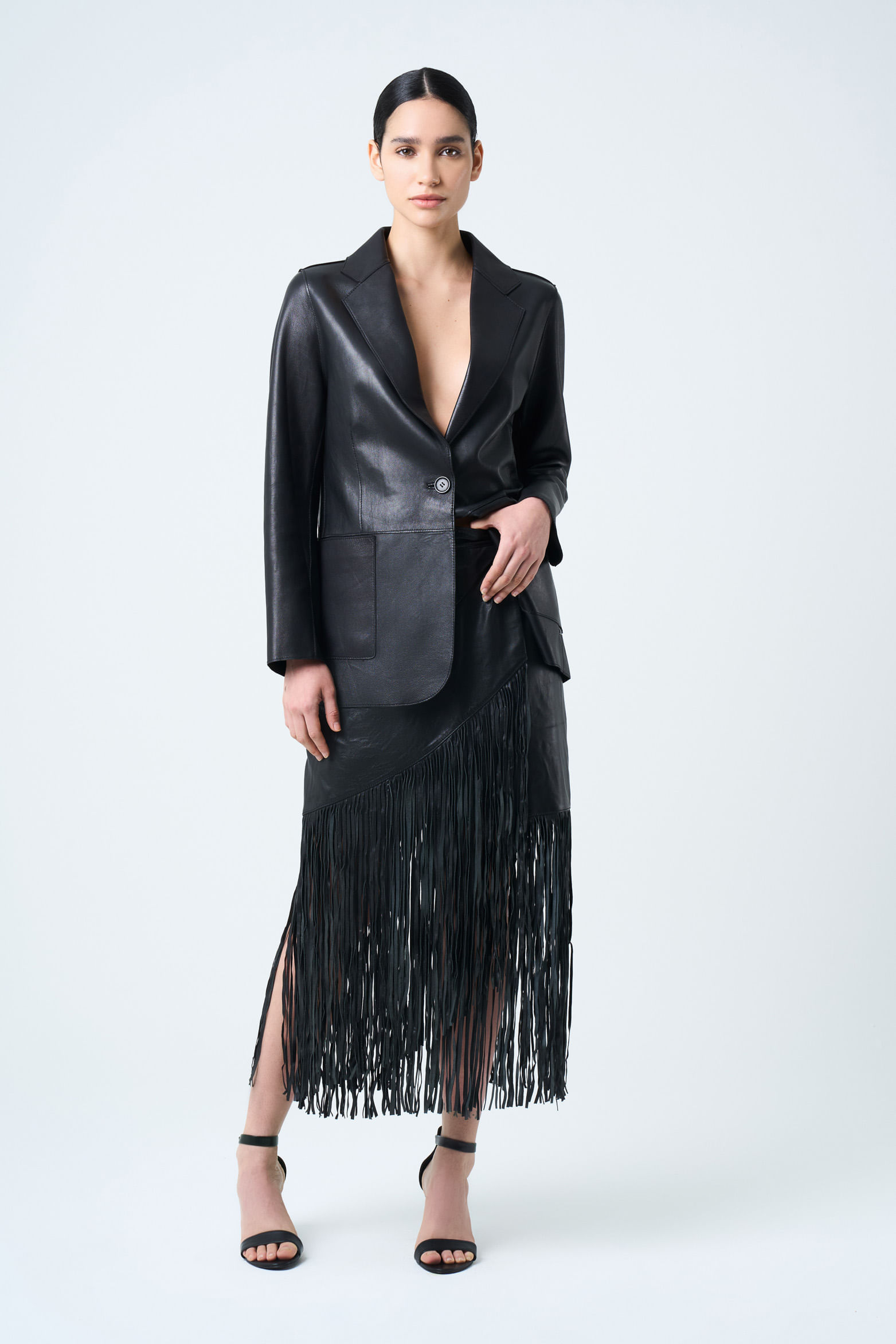 Falda Lyra de cuero para mujer silueta wrap