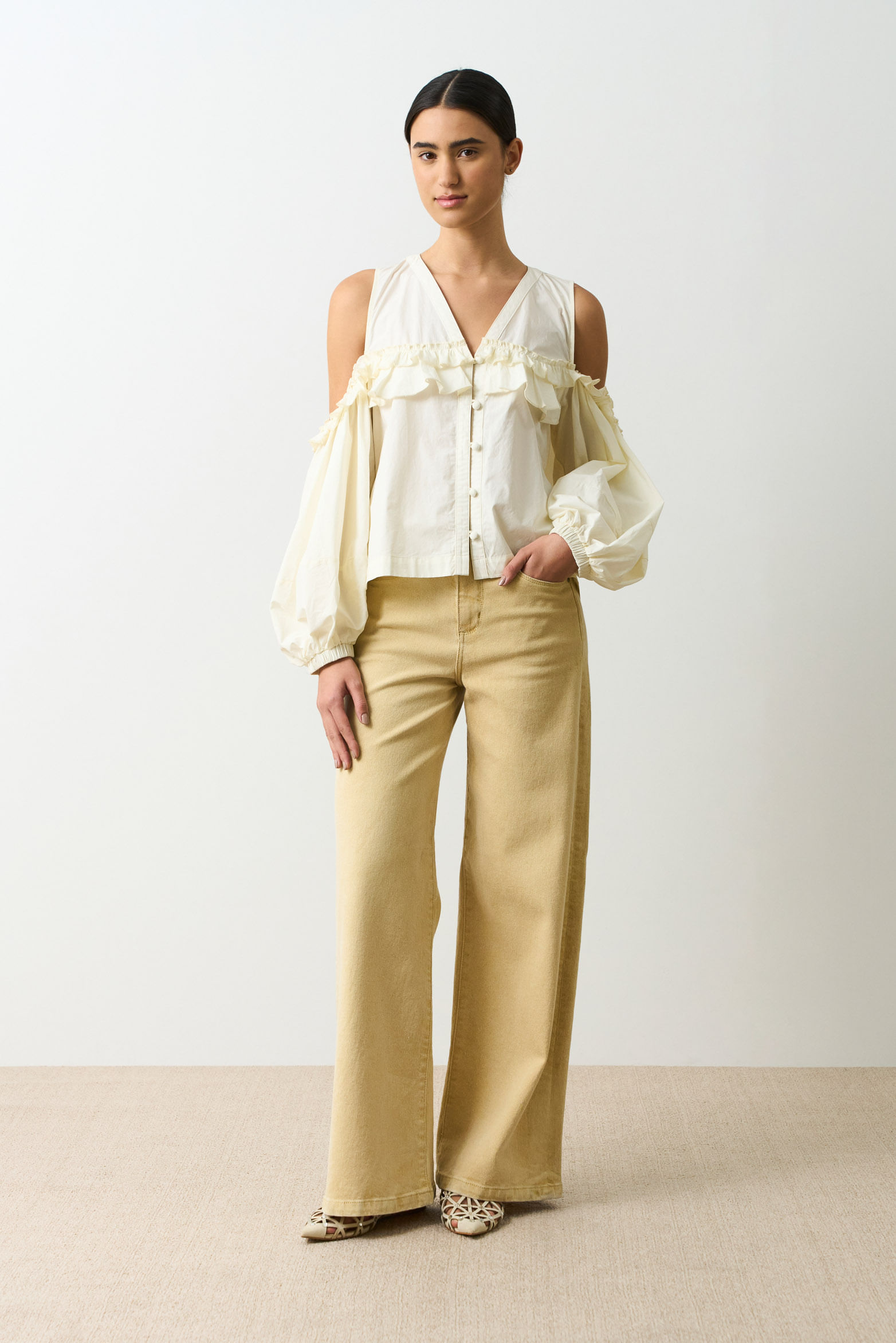 Camisa de manga abombada para mujer Almaris