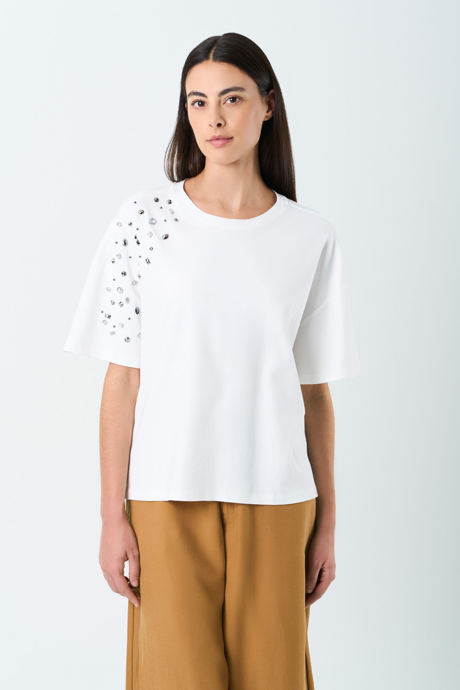 Polera manga corta Ocaso para mujer cristales